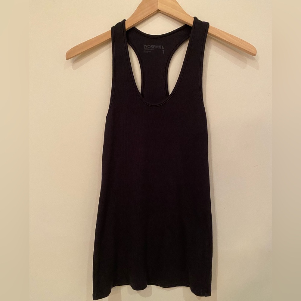 James Perse Y/OSEMITE Ribbed Scoop Neck Performance Tank in Black